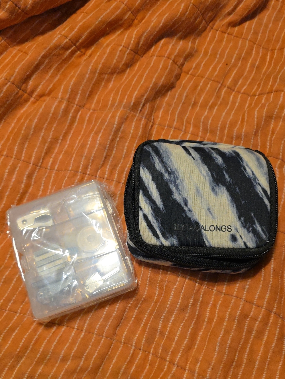 MYTAGALONGS Blue & Cream Patterned MINI office Organizer Case